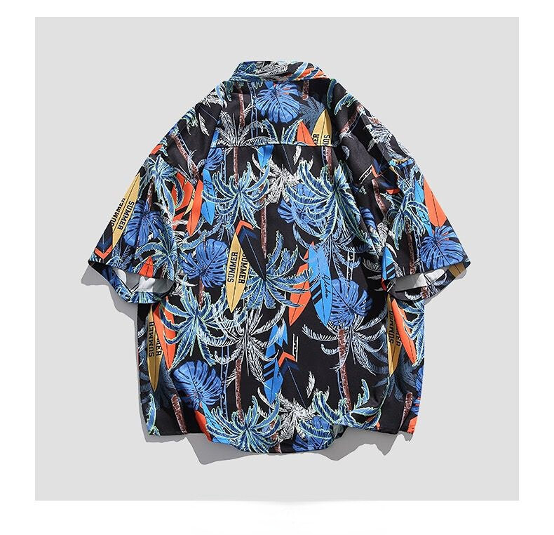 2023 volle Gedruckt Hawaiian Kurzarm Shirt Männer Vintage Streetwear Fashion männer Shirts Übergroßen Sommer Männlichen Top Hemd A45