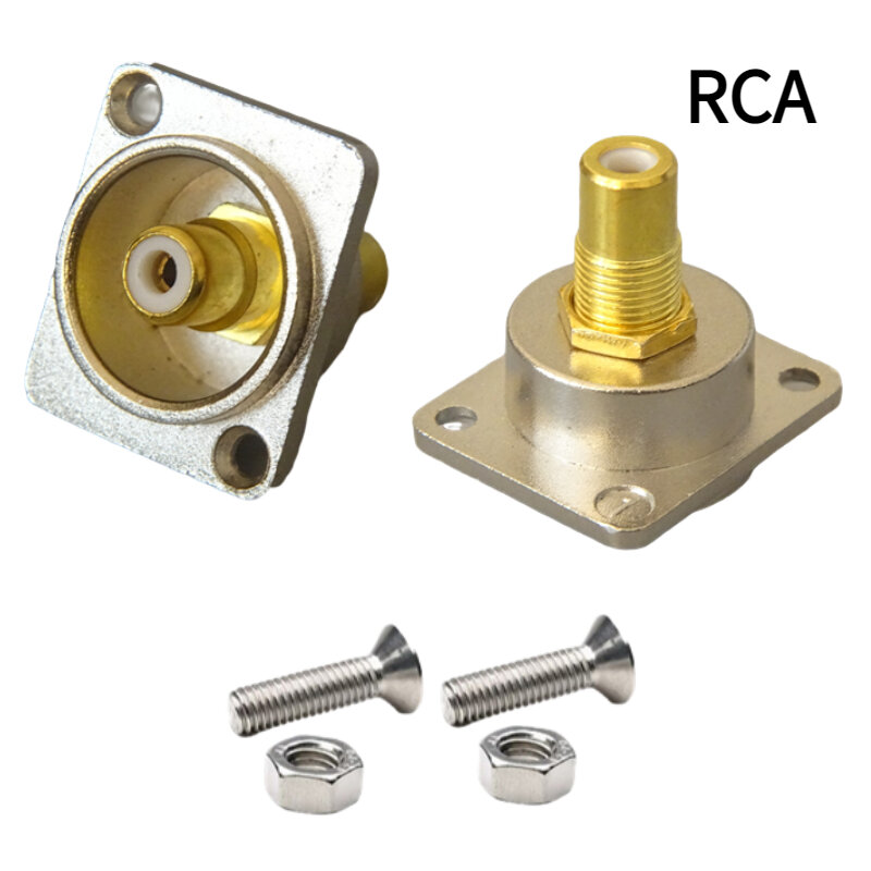 RCA fêmea para fêmea reta Butt conjunta com parafuso, adaptador painel fixo, módulo conector