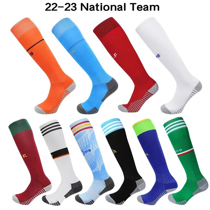 ถุงเท้า22/23ทีมฟุตบอลสำหรับผู้ใหญ่ผ้าขนหนูหนาด้านล่างหนาไม่ลื่นการฝึกซ้อมฟุตบอลแบบแข่งขันถุงเท้ากีฬา