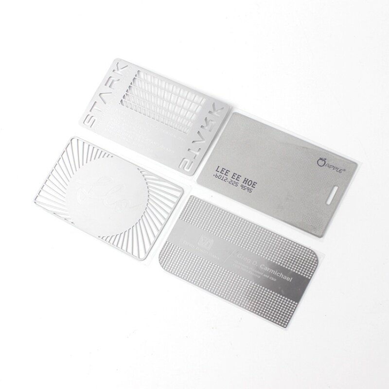 custom Custom Engraved Stainless Steel Laser Cut Name blanks metal business cards
