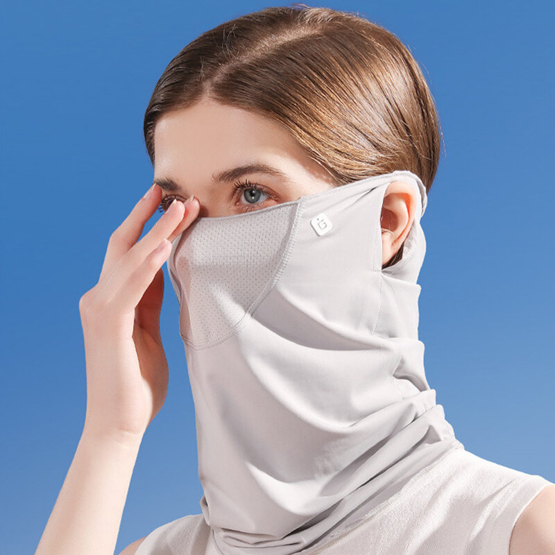 Женская летняя быстросохнущая маска для лица из ледяного шелка, с защитой от УФ-лучей, тонкий дышащий защитный шарф для шеи
