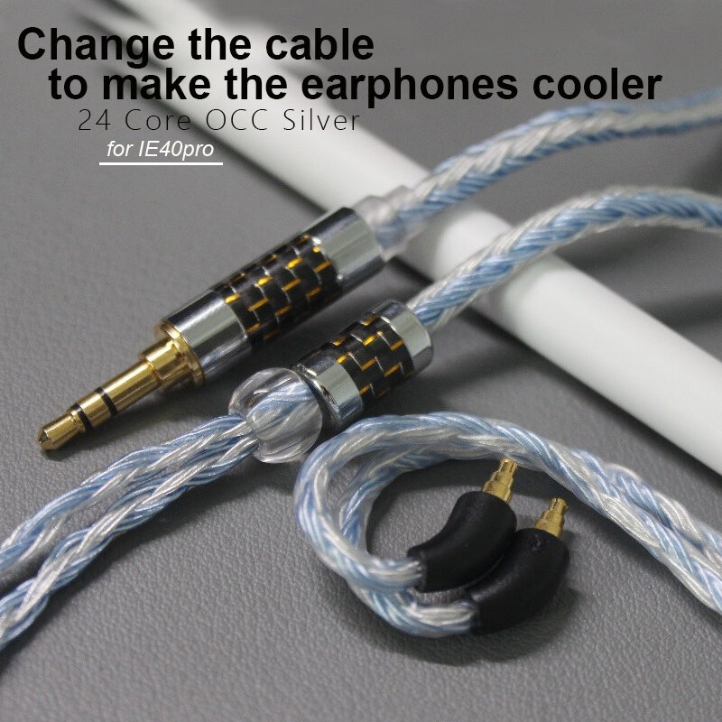 4.4mm IE40pro IE40 Cable OCC 24 Core Earphones Silver Plated Upgrade Balance 2.5 3.5mm With MIC