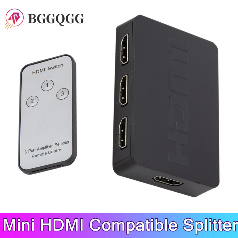 3 Poort Hdmi-Compatibel Splitter Hub Box Auto Schakelaar Afstandsbediening 3 In 1 Out Switcher Hd 1080P voor Hdtv Xbox360 Ps3