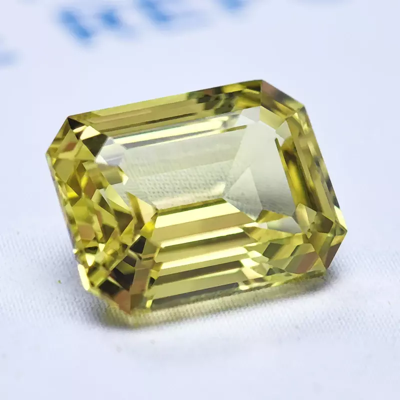 Lab Grown Sapphire Emerald Cut Yellow Color Gemstone for Charms DIY Ring Necklace Earrings Materials Selectable AGL Certificate