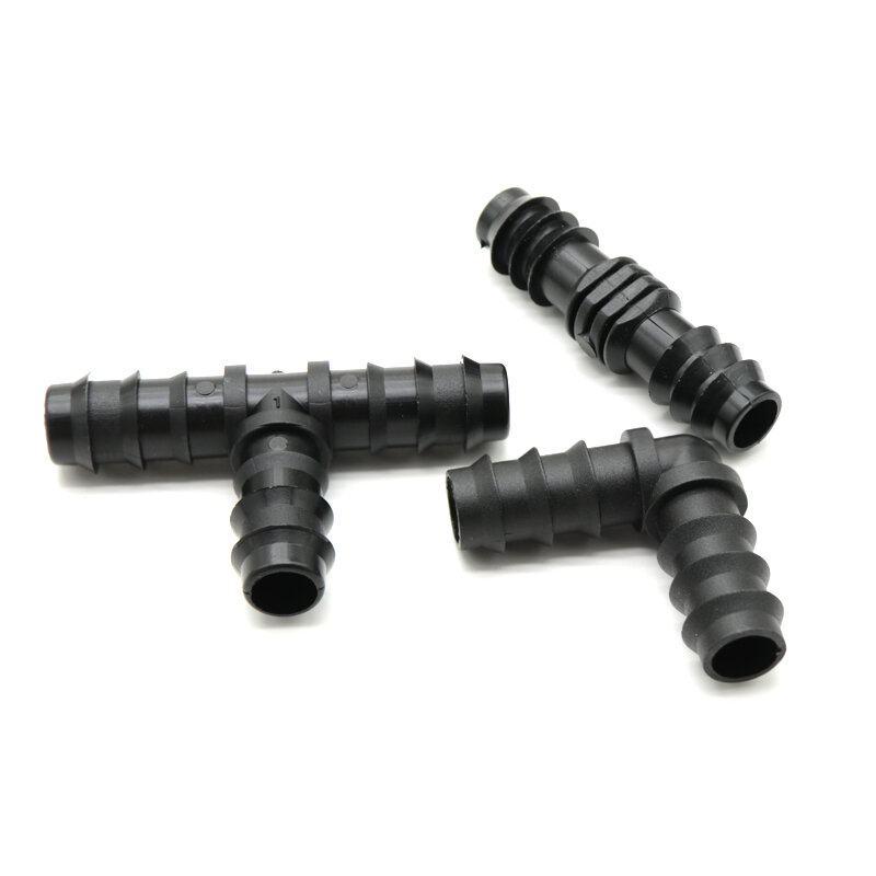 Estufa Tee Cotovelo Reto Plug, PE Irrigação Pipe Fitting, Micro Spray Acessórios, 16mm, 20mm, 25mm, 10Pcs