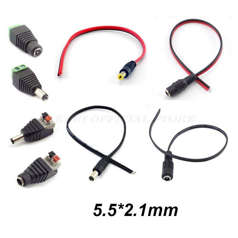 Male Female Plug Connector Wire 5.5*2.1mm DC Power Supply Jack Adapter 12V DIY Cable LED Strip Tape Light CCTV Camera