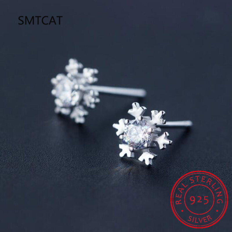 925 srebrne kolczyki w kształcie płatka śniegu utorować ustawienie dla kobiet prezent na rocznicę zaręczynowa biżuteria BSE936