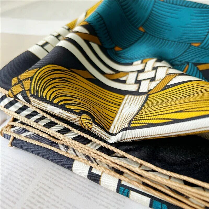 Pure Moerbei Zijde Sjaal Wraps Luxe Hand Rolled 2 Paard Print Sjaals Designer Vrouwen Sjaals Accessoires 14Mm 90Cm bandana