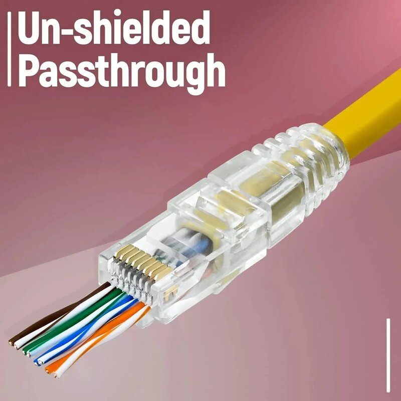 WoeoW-Connecteurs de passage RJ45 Cat6 et bottes d'instituts de contrainte, EZ to CriAJModular Plug pour câble réseau solide ou tordu