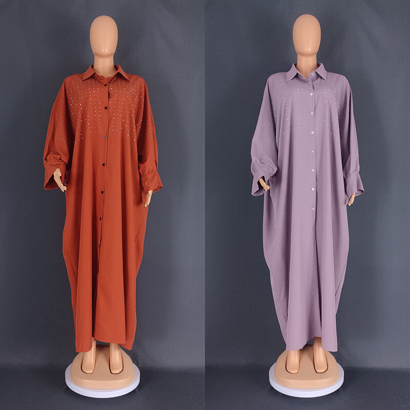 Elegantes vestidos Abaya muçulmanos para mulheres, Dashiki Robe, Kaftan Africano, Dubai, Turquia, Roupas África, manga comprida, vestido maxi