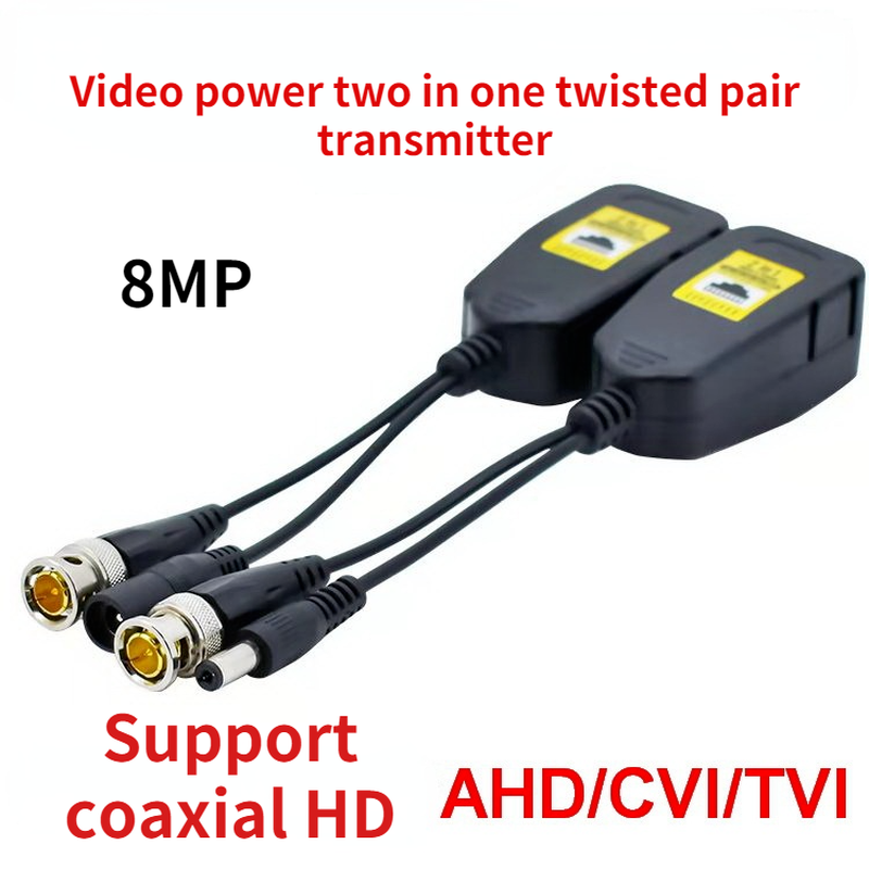 1 par bnc para rj45 potência de vídeo passiva + áudio balun transceptor para câmera cctv 8mp cvbs ahd cvi tvi utp balun
