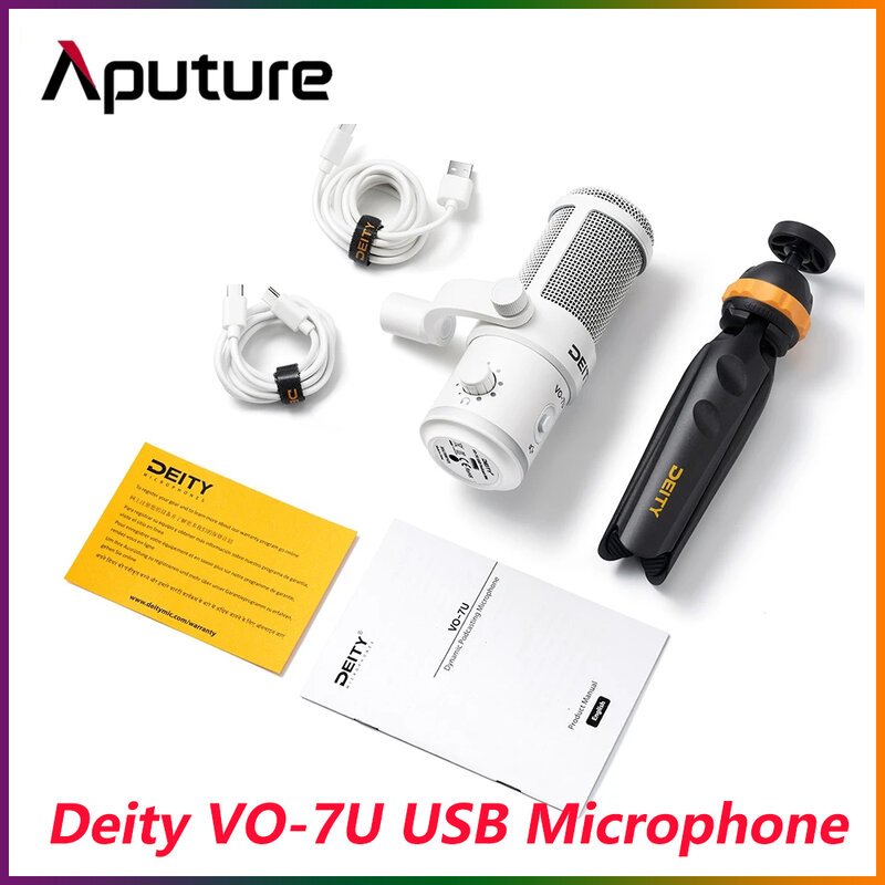 Aputure Deity VO-7U 슈퍼 카디오이드 다이나믹 행잉 마이크, 저소음 데스크탑 마이크, 화상 회의 게임 팟캐스트 스트림용