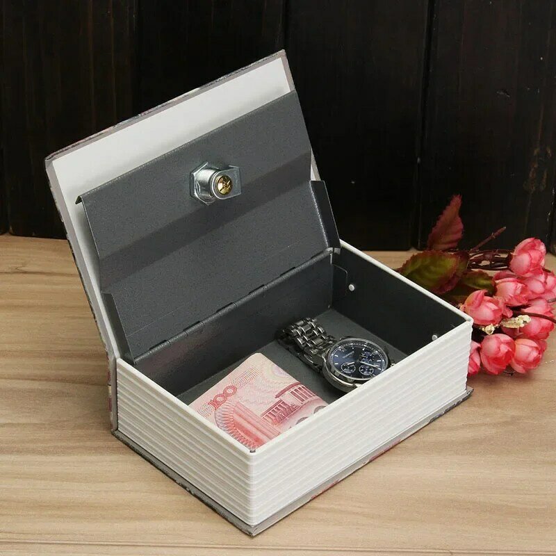 ブックセーフファンシミュレーションキーロックブックボックス金属鋼現金安全秘密の隠し貯金箱収納ボックス (サイズ18*11.5*5.5cm)