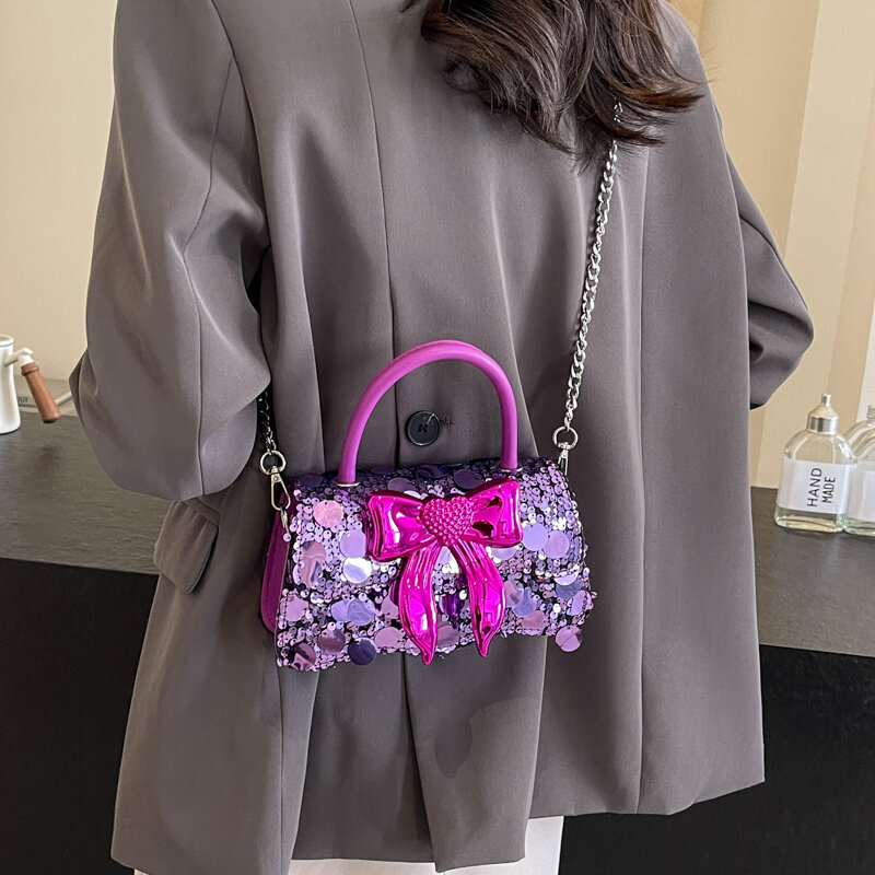Kleine Pailletten Umhängetaschen für Frauen 2024 y2k Party Designer koreanische Modekette Handtaschen und Geldbörsen Trend Umhängetasche