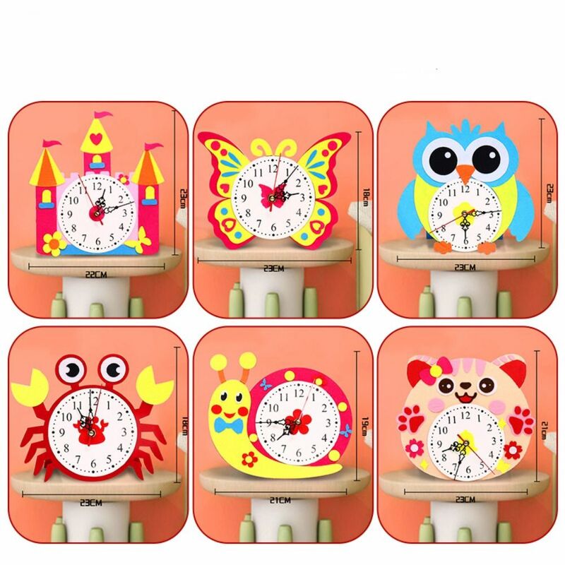 DIY Puzzle Cognition Clocks Toys Hour Minute Second Cartoon Clock Time Teaching Aid Nonwoven Fabric DIY Clock Toys