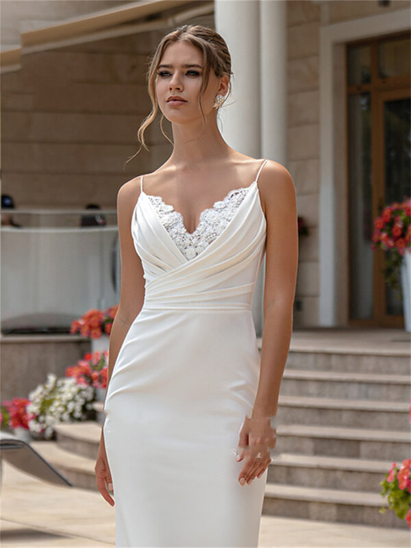 فستان حورية البحر الأبيض بدون ظهر فستان زفاف للعروس ، مقاس كبير ، فستان حورية البحر الأبيض ، 2023