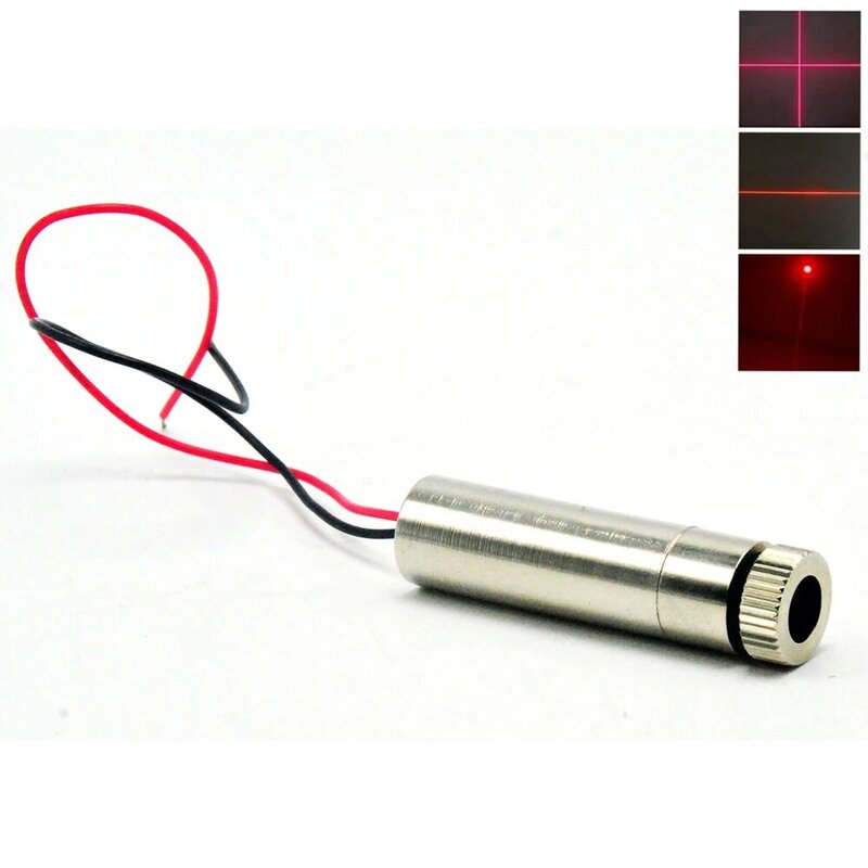 Ponto focusável 12*35mm do módulo vermelho do diodo laser de 10/30/50/100/200mW 650nm/cabeça transversal