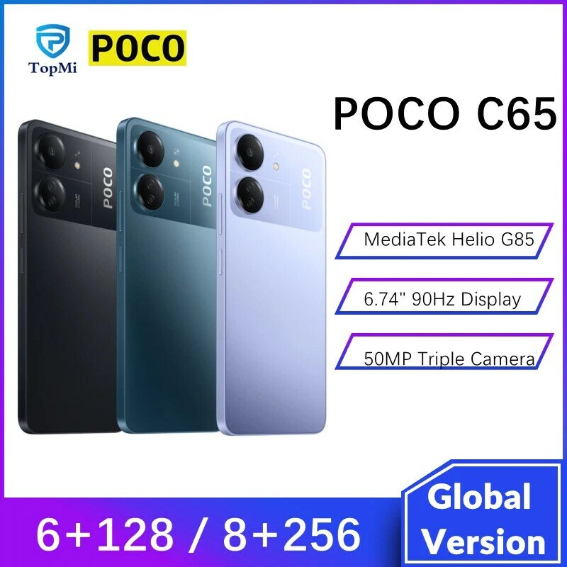 글로벌 버전 POCO C65 NFC, MediaTek Helio G85, 90Hz, 6.74 인치 HD + 디스플레이, 50MP 카메라, 5000mAh, 18W 고속 충전 C65, 6GB, 128GB, 8GB, 256GB