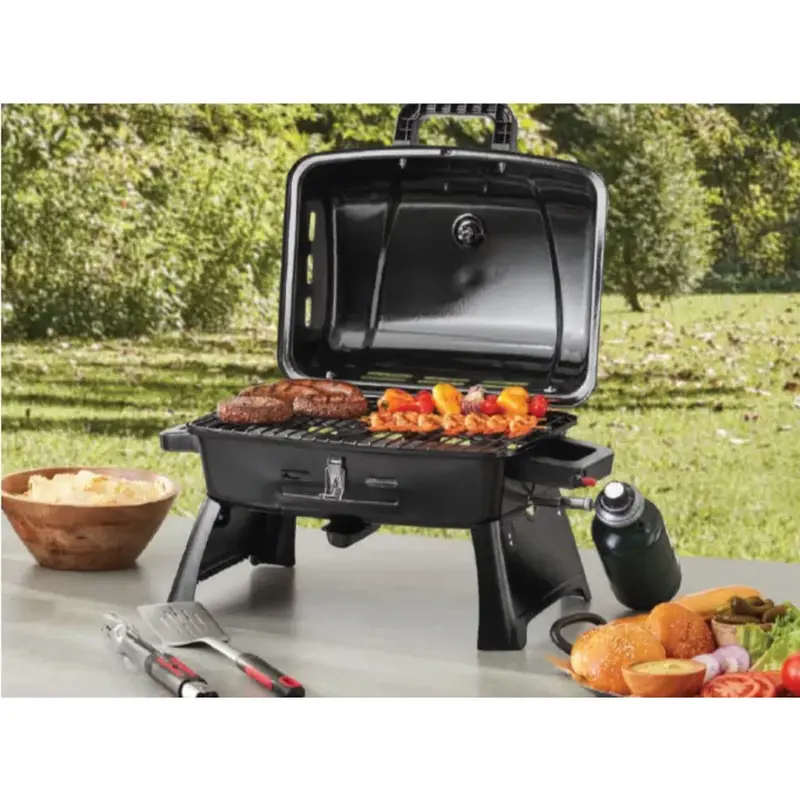Camping F2-Barbecue à Gaz de Table Portable avec Plaque Interchangeable, 1 Brûleur, 10,000 BTU, Physique Gratuit