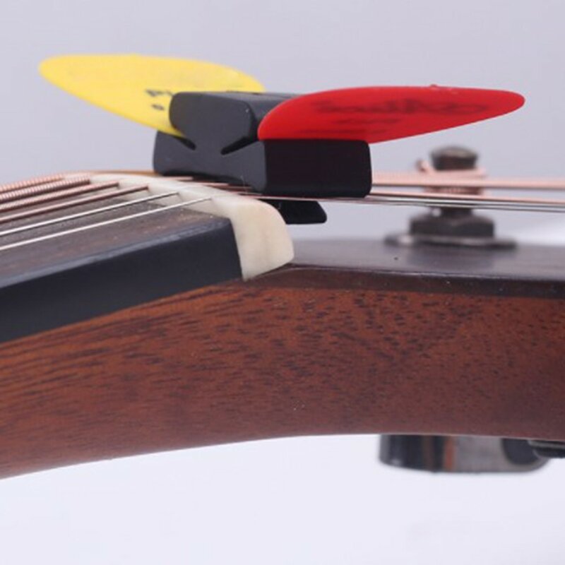 Karet Pick Holder gitar 2.5*1.2cm memperbaiki Headstock untuk Bass Ukulele Plectrum aksesoris untuk lebih banyak kemampuan penyimpanan