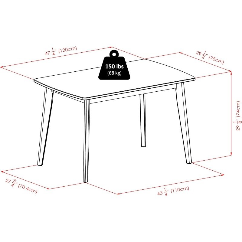 LISM-mesa de comedor nogal, 47,2x29,53x29,13