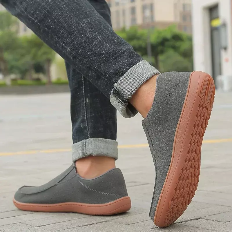 Damyuan รองเท้าส้นเตี้ยน้ำหนักเบาแบบมินิมอล, รองเท้าลำลองกันลื่นระบายอากาศได้ดีผู้ชายรองเท้าผ้าใบรองเท้าเท้าเปล่ากว้าง