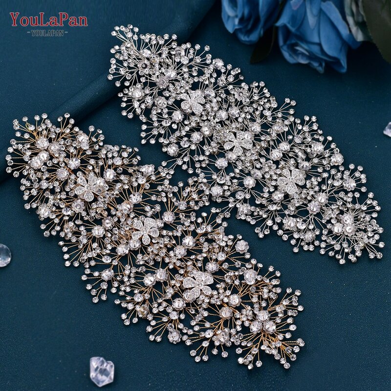 Yulapan hp240 ouro noiva acessórios de cabelo cristal bandana mulher casamento jóias de cabelo strass tiara nupcial e headdress