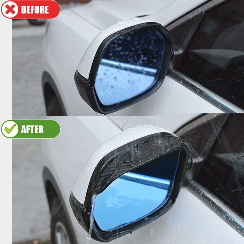 Espejo retrovisor Universal de fibra de carbono para coche, protector de cejas para lluvia, 2 piezas
