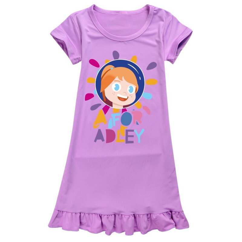 A FOR ADLEY-ropa para niños, vestidos informales de verano para niñas pequeñas, camisones de manga corta para el hogar, 2024