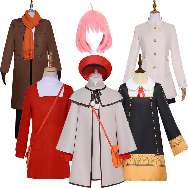 Disfraz de Yor Loid Forger para niños y adultos, conjunto de ropa con peluca rosa, color blanco, Código de Familia espía japonés