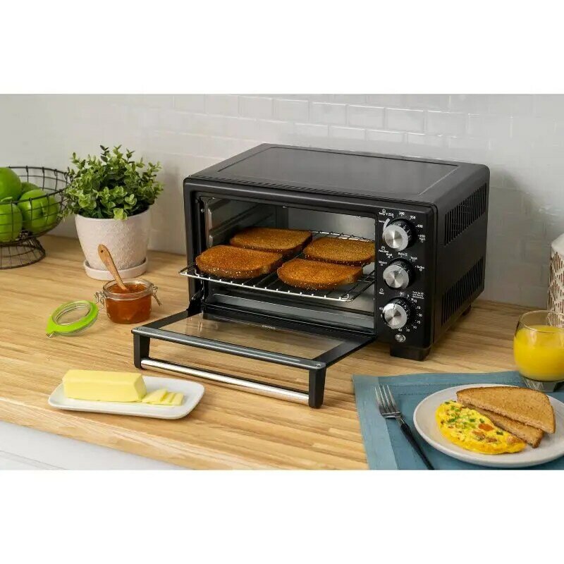 Matte Black Countertop Convection and 4-Slice Toaster Oven Combo