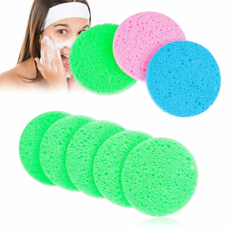 Esfoliante portátil para cuidados com a pele, Face Wash Pad, Body Facial Cleaner, Comprimir Puff, Esponja de Limpeza, 5Pcs