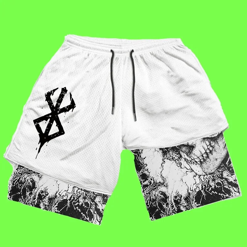 New Summer Men Streetwear Anime High Waist Oversize Breathable Gym Short Pants Training Fitness Workout Track Shorts Clothes