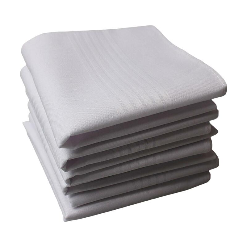 6x Pure White Mens chusteczka Hankies wytrzeć pot ręczniki bandany kieszonkowy plac dla mężczyzn kobiety codziennego użytku ślub DIY