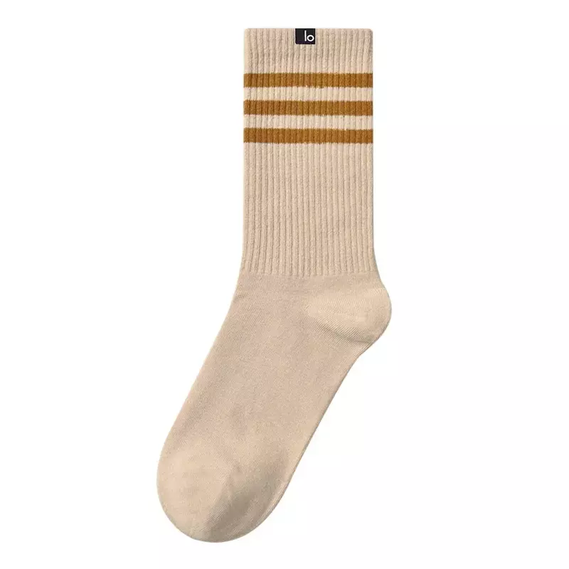 Yoga Socks Striped Couple Style Casual Cotton Socks Sports Running Yoga Wicking Sweat Breathable Soft Mid-tube Socks for Women