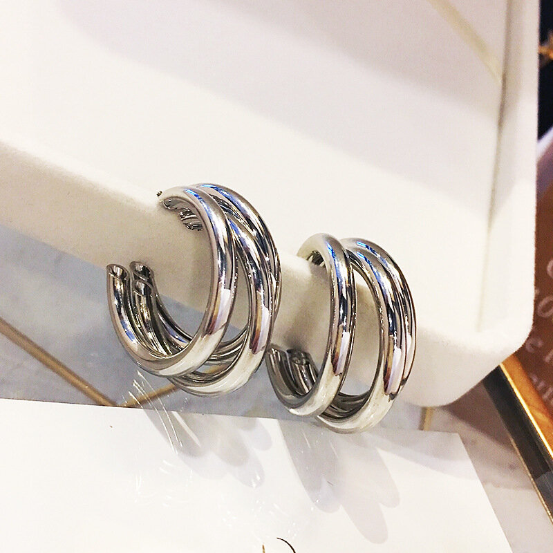Mode Koreanischen Metall Elegant Hoop Ohrring Frau 2022 Neue Vintage Geometrische Erklärung Ohrringe Schmuck Brincos Geschenk