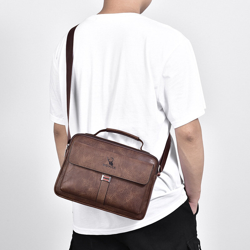 Tas koper kulit, tas tangan selempang, tas bahu, dompet persegi, Tote bisnis, kantor, tas tangan suami