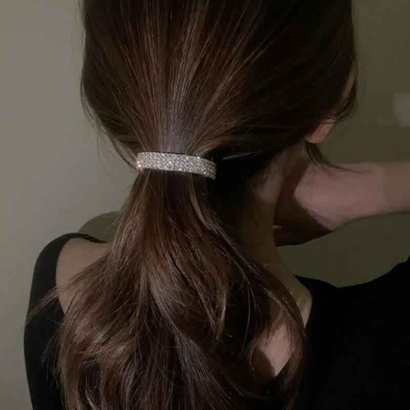 Jepit rambut ekor kuda rendah klip musim semi berlian imitasi berkilau rambut cakar mode aksesori rambut wanita lembut