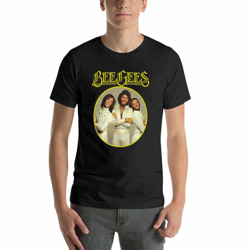 The Bee Gees 남성용 오버사이즈 티셔츠, 블랙 디자이너 티셔츠, 여름 의류