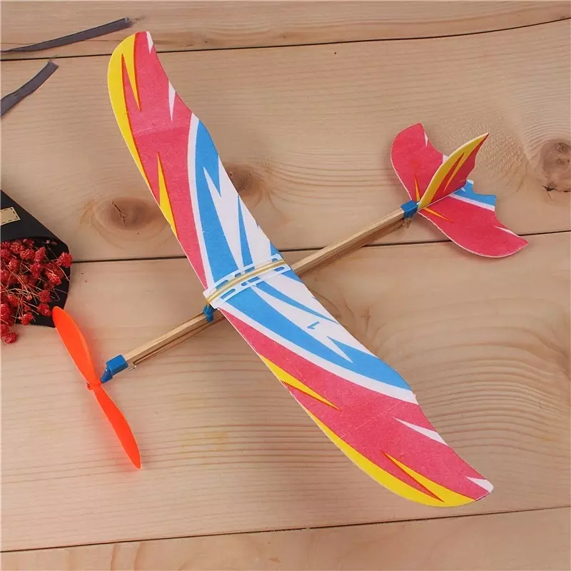 Aviões voadores de planadores para crianças, lance de mão DIY, elástico elástico, avião voador alimentado, avião modelo de montagem