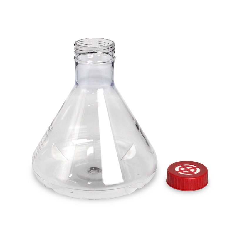 LABSELECT Triangle cell culture bottle, Breathable cover, Polycarbonate material, With baffle, 3000ml Erlenmeyer Flask, 17612
