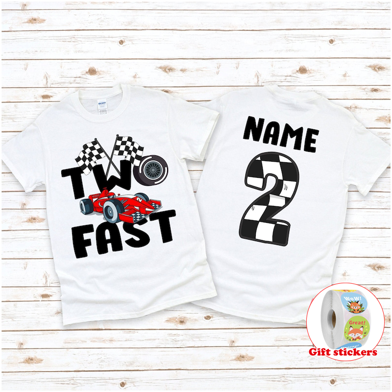 T-shirt d'anniversaire rapide pour enfants, chemise de deuxième anniversaire, t-shirt d'anniversaire Racecar, chemise de garçon d'anniversaire