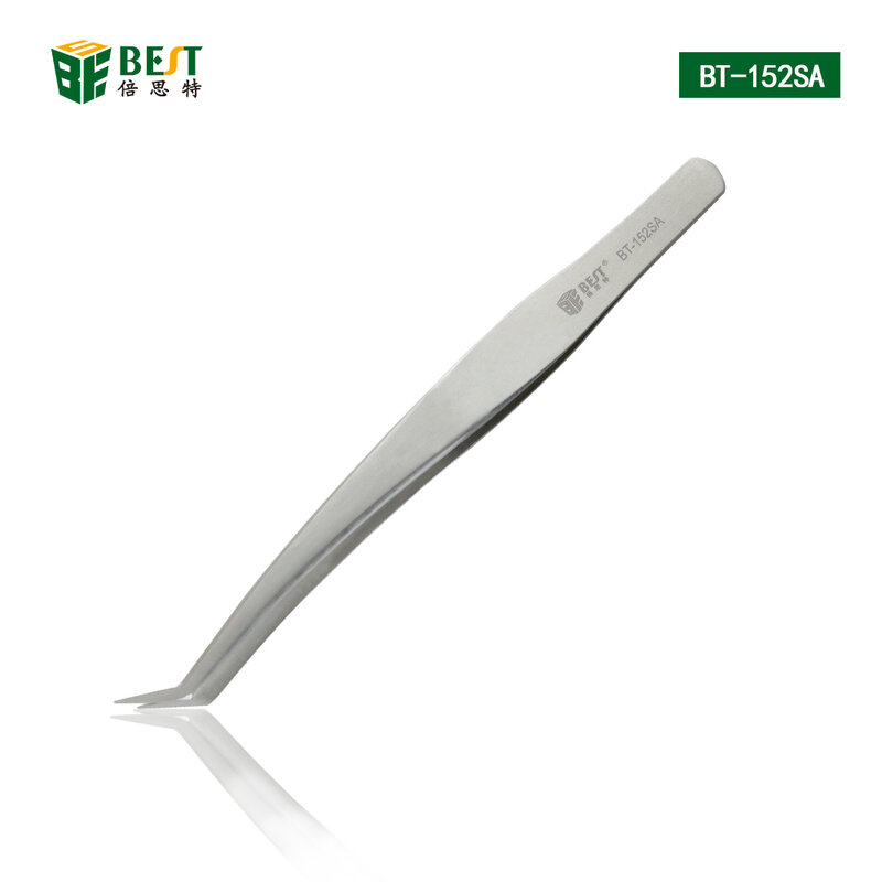 BST-152SA-Pinzas antiestáticas de acero inoxidable 100%, herramienta de extensión de pestañas superdura, la mejor calidad