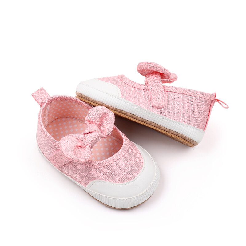 Sepatu bayi perempuan, Sneaker Jalan pita kupu-kupu dasar lembut Musim Semi dan Gugur 0-12 bulan