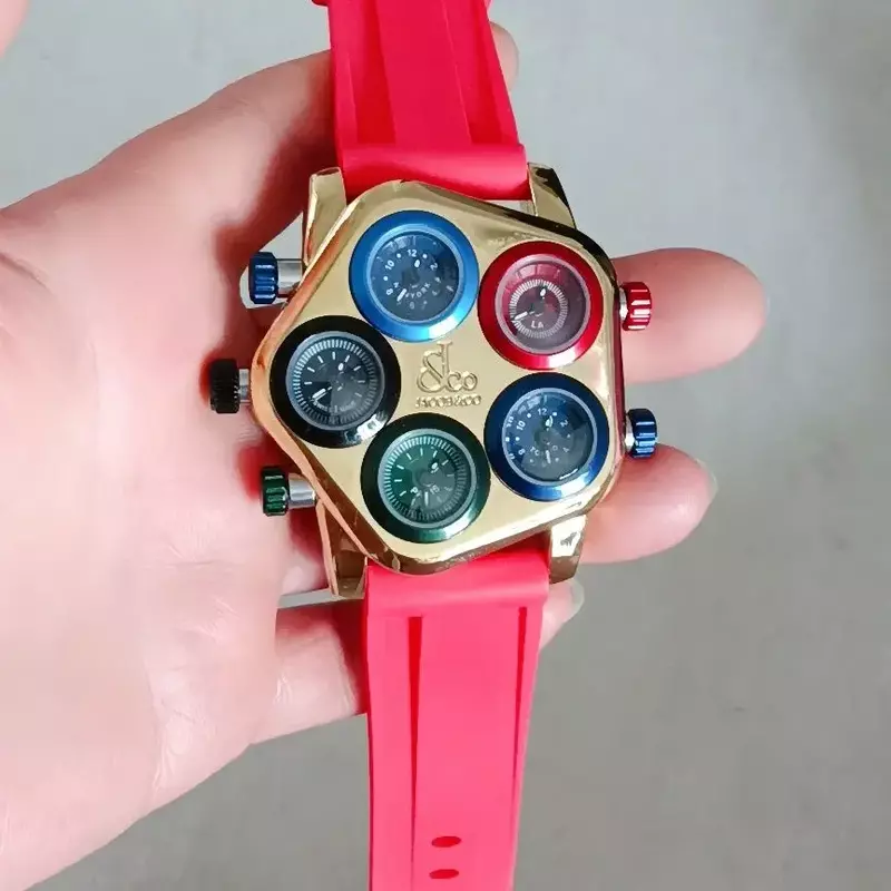 Wielostronne duży talerz kwarcowe para celebrytów internetowych pasek silikonowy chłopców i zegarek dziewczęcy modny zegarek dla par