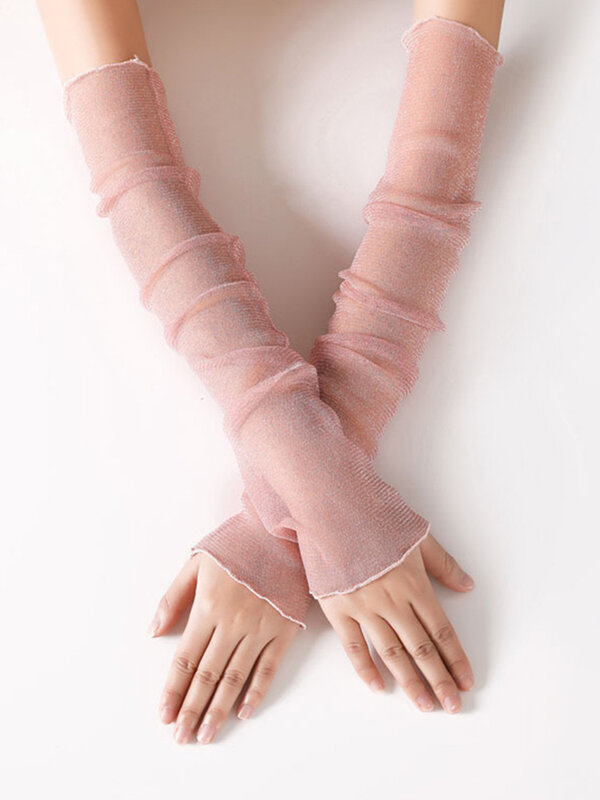 Manicotti di protezione solare protezione solare Cool traspirante manica a rete sottile manicotti maniche in seta di ghiaccio maniche lunghe senza dita
