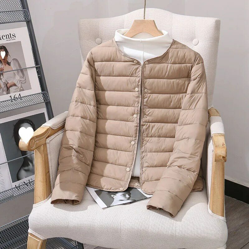 2023 nuove donne Ultra leggero Packable Liner Puffer Jacket femminile coreano Slim Fashion o-collo variabile con scollo a v Down Coat
