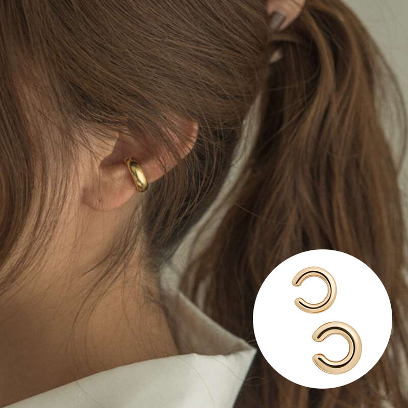 Ear Cuff sin Piercing para mujer, aretes de cartílago falso, de color dorado y plateado, a la moda