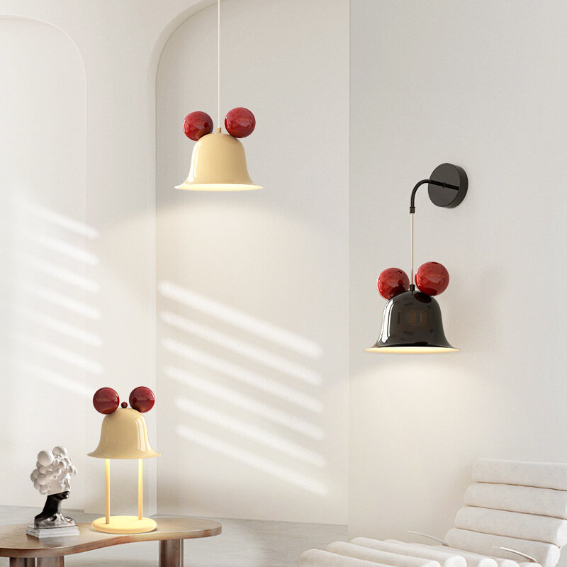 Creative Art Design Pendant Lamps for Bedroom Bedside Decor Black Milky Yellow Metal Wall Hanging Light Living Room Restaurant