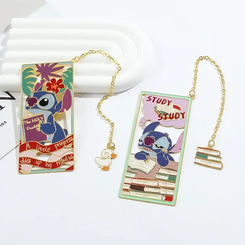 Kartun Disney Kreatif Stitch penanda buku logam untuk pecinta buku Wanita Pria anak-anak koleksi penggemar wisuda kembali ke sekolah hadiah